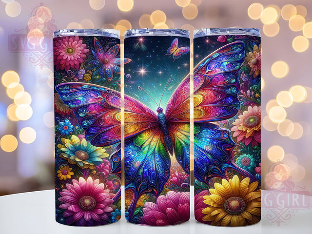 Colorful Rainbow Butterfly Tumbler, Colorful Tumbler, Stylish 20oz Wrap, Sublimation Design, Trendy Gift Idea, Vibrant Butterfly Wrap, Rustic Rainbow Tumbler Sublimation SvggirlplusArt 