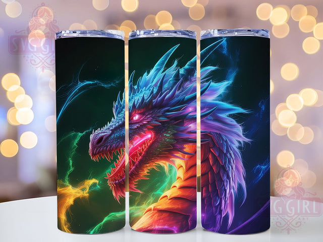 Colorful Rainbow Fantasy Dragon Tumbler, Rainbow Dragon Wrap, 20Oz Skinny Tumbler, Fantasy Creature Sublimation, Vibrant Dragon Design, Magical Beast Tumbler, Whimsical Dragon Wrap Sublimation SvggirlplusArt 