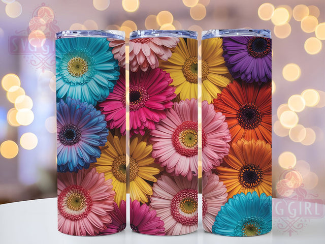 Colorful Rainbow Floral Tumbler, Colorful Wrap, Floral Design, Sublimation Art, 20oz Tumbler, Bright Theme, Nature Style Sublimation SvggirlplusArt 