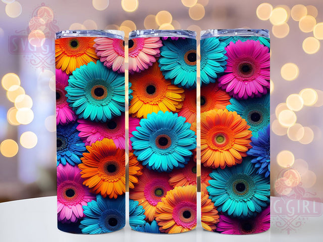 Colorful Rainbow Floral Tumbler, Colorful Wrap, Floral Design, Sublimation Art, 20oz Tumbler, Bright Theme, Nature Style Sublimation SvggirlplusArt 