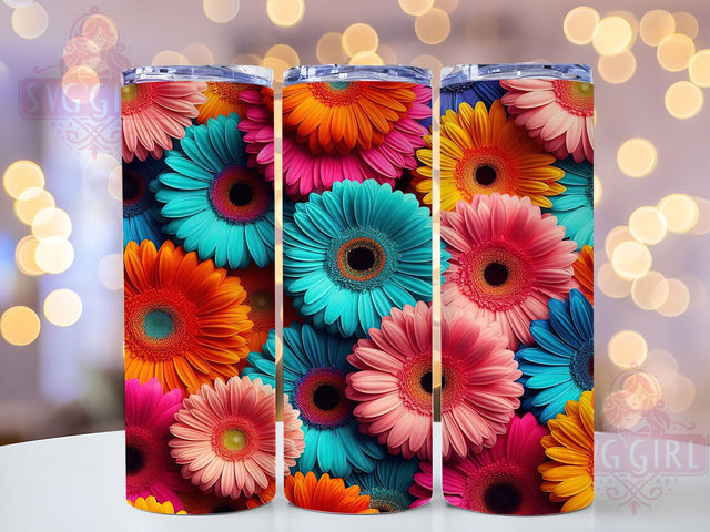 Colorful Rainbow Floral Tumbler, Colorful Wrap, Floral Design, Sublimation Art, 20oz Tumbler, Bright Theme, Nature Style Sublimation SvggirlplusArt 