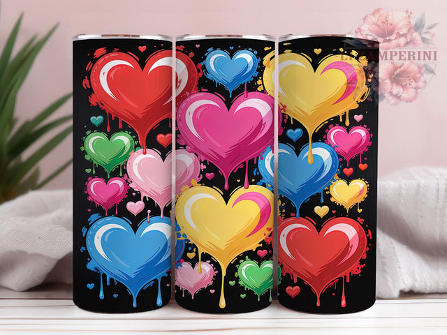 Colorful Rainbow Heart Tumbler, Rainbow Heart Pattern, Bright Heart Design, 20Oz Sublimation Wrap, Artistic Heart Art, Cute Heart Texture, Tumbler Sublimation Sublimation Li Zamperini 