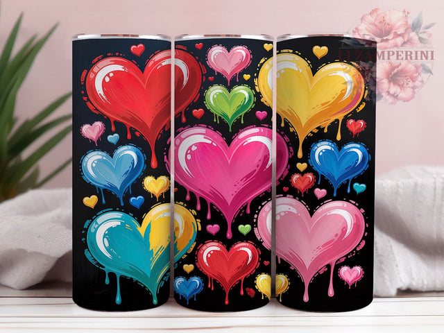 Colorful Rainbow Heart Tumbler, Rainbow Heart Pattern, Bright Heart Design, 20Oz Sublimation Wrap, Artistic Heart Art, Cute Heart Texture, Tumbler Sublimation Sublimation Li Zamperini 