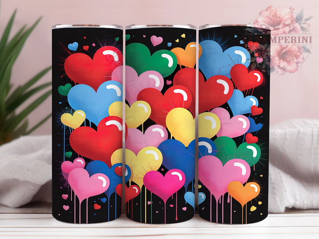 Colorful Rainbow Heart Tumbler, Rainbow Heart Pattern, Bright Heart Design, 20Oz Sublimation Wrap, Artistic Heart Art, Cute Heart Texture, Tumbler Sublimation Sublimation Li Zamperini 