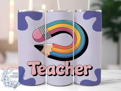 Colorful Rainbow Teacher Tumbler, Teacher Appreciation, Colorful Teacher Design, Rainbow Teacher Art, Cute Teacher Gift, 20oz Tumbler, Sublimation Design Sublimation ToriDesigns 