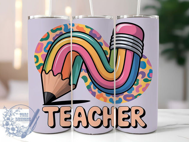 Colorful Rainbow Teacher Tumbler, Teacher Appreciation, Colorful Teacher Design, Rainbow Teacher Art, Cute Teacher Gift, 20oz Tumbler, Sublimation Design Sublimation ToriDesigns 