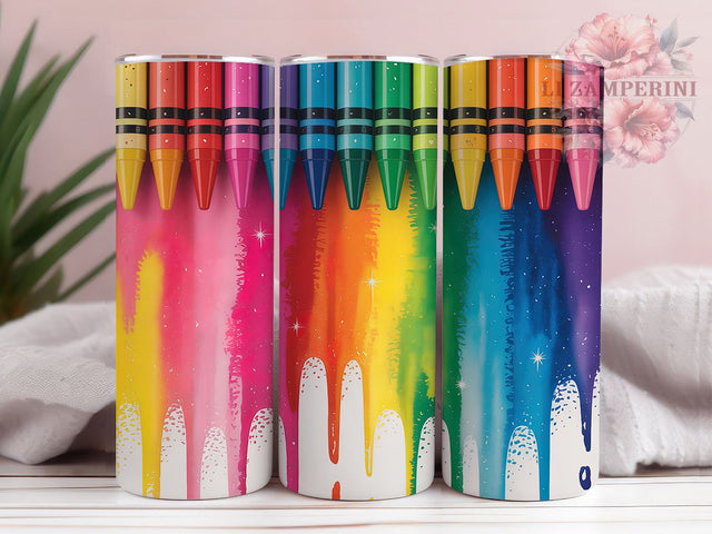 Colorful Rainbow Teacher Tumbler, Teacher Tumbler Design, 20oz Tumbler Wrap, Sublimation Design, School Supplies Gift, Colorful Pencil Wrap, Educator Appreciation Tumbler Sublimation Li Zamperini 