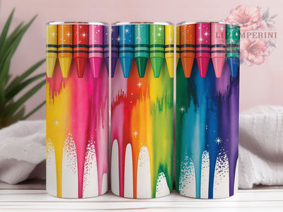 Colorful Rainbow Teacher Tumbler, Teacher Tumbler Design, 20oz Tumbler Wrap, Sublimation Design, School Supplies Gift, Colorful Pencil Wrap, Educator Appreciation Tumbler Sublimation Li Zamperini 