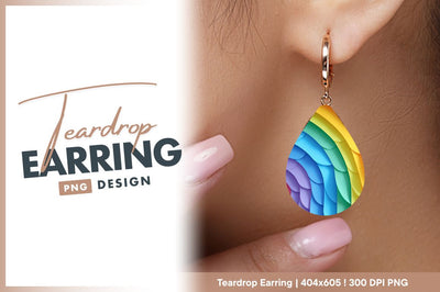 Colorful rainbow teardrop earring png shaped background Sublimation Regulrcrative 