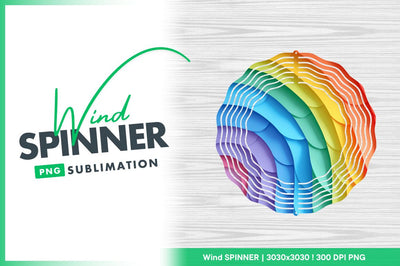 Colorful rainbow wind spinner round png design Sublimation Regulrcrative 