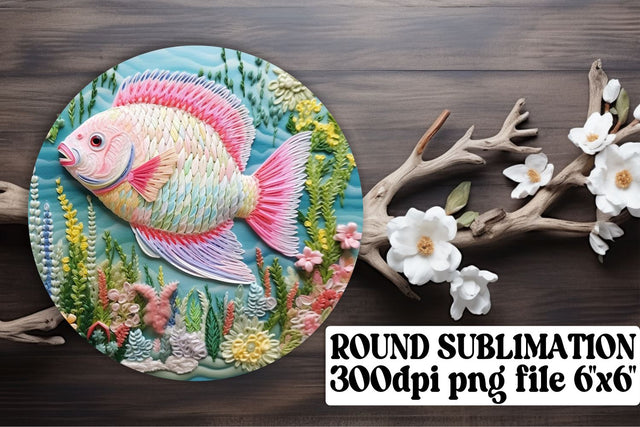 Colorful Reef Fish 3D Embroidery Sublimation Art for Keychains Sublimation afrosvg 