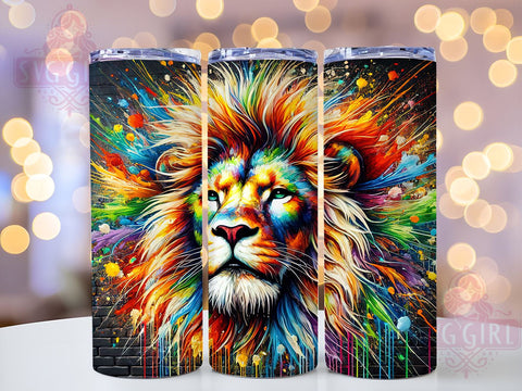 Colorful Reggae Lion 20oz Tumbler Wrap, Lion Sublimation Wrap, 20oz Drinkware, Lion Lover Gift, Jamaican Lion Mug, Colorful Tumbler, Festival Drinkware Sublimation SvggirlplusArt 