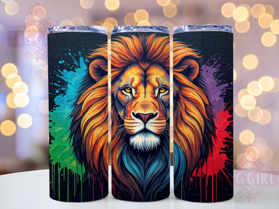Colorful Reggae Lion 20oz Tumbler Wrap, Lion Sublimation Wrap, 20oz Drinkware, Lion Lover Gift, Jamaican Lion Mug, Colorful Tumbler, Festival Drinkware Sublimation SvggirlplusArt 