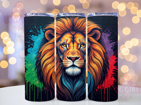 Colorful Reggae Lion 20oz Tumbler Wrap, Lion Sublimation Wrap, 20oz Drinkware, Lion Lover Gift, Jamaican Lion Mug, Colorful Tumbler, Festival Drinkware Sublimation SvggirlplusArt 