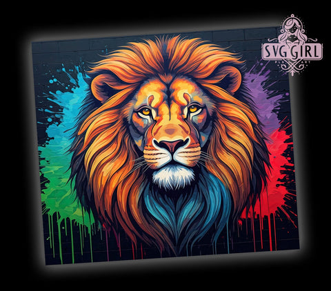 Colorful Reggae Lion 20oz Tumbler Wrap, Lion Sublimation Wrap, 20oz Drinkware, Lion Lover Gift, Jamaican Lion Mug, Colorful Tumbler, Festival Drinkware Sublimation SvggirlplusArt 
