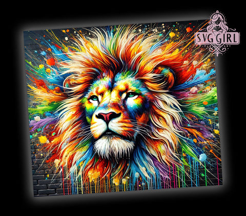 Colorful Reggae Lion 20oz Tumbler Wrap, Lion Sublimation Wrap, 20oz Drinkware, Lion Lover Gift, Jamaican Lion Mug, Colorful Tumbler, Festival Drinkware Sublimation SvggirlplusArt 