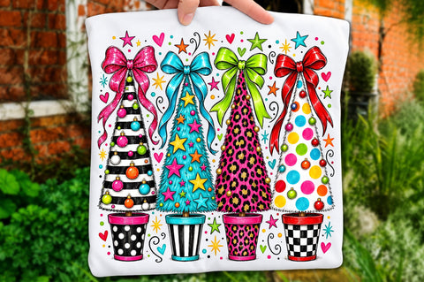 Colorful Retro Christmas Trees PNG Sublimation nirmal108roy 