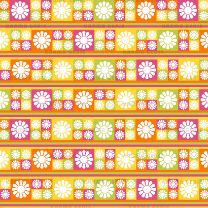 Colorful Retro Daisy Flowers Background Pattern Digital Paper Digital Pattern Karma Genie Graphics 