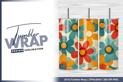 Colorful retro floral seamless pattern tumbler png Sublimation Regulrcrative 