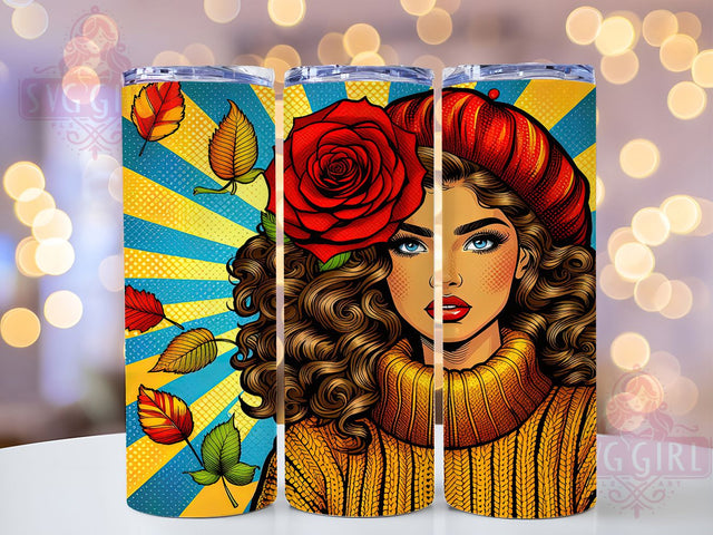 Colorful Retro Pop Art Comic Tumbler, Pop Art Wrap, Vintage Style Sublimation, Funky Cartoon Cup, 20Oz Skinny Tumbler Wrap, Bold Graphic Mug, Colorful Comic Design Sublimation SvggirlplusArt 