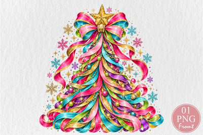 Colorful Ribbon Christmas Tree PNG Sublimation nirmal108roy 