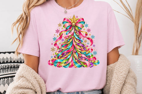 Colorful Ribbon Christmas Tree PNG Sublimation nirmal108roy 