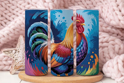 Colorful Rooster 20oz Tumbler Wrap Sublimation DesignSVG 