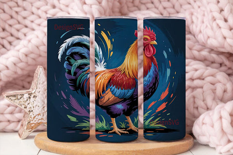 Colorful Rooster 20oz Tumbler Wrap Sublimation DesignSVG 