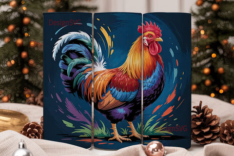 Colorful Rooster 20oz Tumbler Wrap Sublimation DesignSVG 