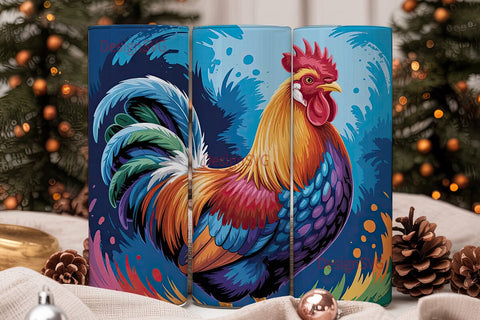 Colorful Rooster 20oz Tumbler Wrap Sublimation DesignSVG 