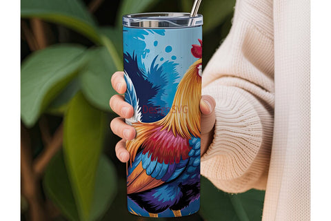 Colorful Rooster 20oz Tumbler Wrap Sublimation DesignSVG 