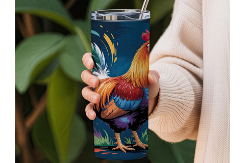 Colorful Rooster 20oz Tumbler Wrap Sublimation DesignSVG 