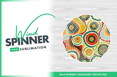 Colorful Round Wind Spinner Design with Abstract Pattern and Text Sublimation Regulrcrative 