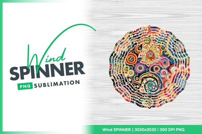 Colorful Round Wind Spinner Design with Floral and Abstract Patterns Sublimation Regulrcrative 