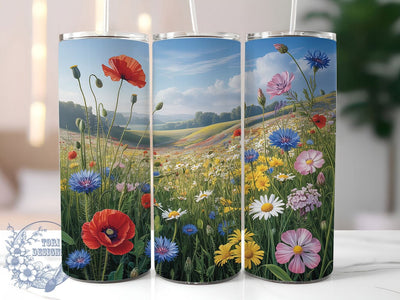 Colorful Rustic Meadow Wildflower Tumbler, Wildflower Tumbler Design, Rustic Meadow Wrap, Whimsical Wildflower Wrap, Colorful Meadow Wrap, Sublimation Design, Trendy Gift Idea Sublimation ToriDesigns 
