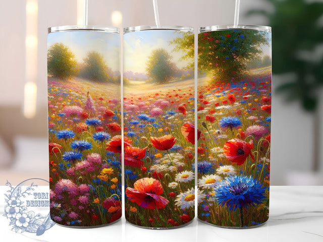 Colorful Rustic Meadow Wildflower Tumbler, Wildflower Tumbler Design, Rustic Meadow Wrap, Whimsical Wildflower Wrap, Colorful Meadow Wrap, Sublimation Design, Trendy Gift Idea Sublimation ToriDesigns 