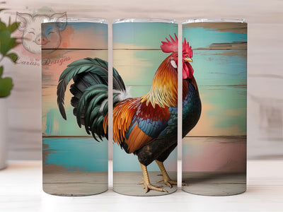 Colorful Rustic Rooster Tumbler, Chicken Lover Tumbler, Rustic Rooster Wrap, Whimsical Chicken Wrap, Farmhouse Rooster Wrap, Sublimation Design, Trendy Gift Idea Sublimation Lara' s Designs 