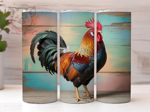 Colorful Rustic Rooster Tumbler, Chicken Lover Tumbler, Rustic Rooster Wrap, Whimsical Chicken Wrap, Farmhouse Rooster Wrap, Sublimation Design, Trendy Gift Idea Sublimation Lara' s Designs 