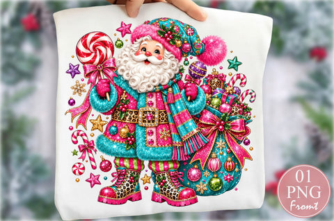 Colorful Santa Claus Christmas PNG Sublimation nirmal108roy 
