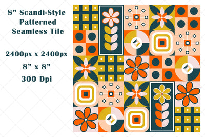 Colorful Scandi Style Seamless Repeating Patterned Tile Digital Pattern Karma Genie Graphics 