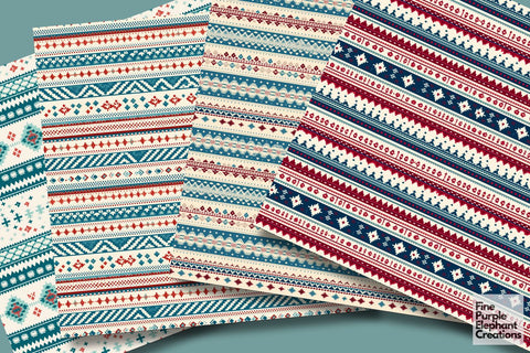 Colorful Scandinavian Fair Isle Crochet Digital Pattern Fine Purple Elephant Creations 