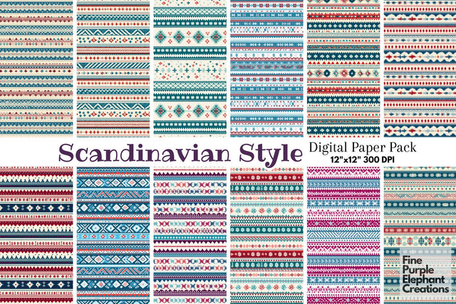 Colorful Scandinavian Fair Isle Crochet Digital Pattern Fine Purple Elephant Creations 