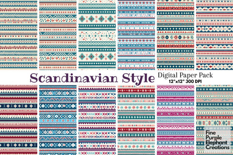 Colorful Scandinavian Fair Isle Crochet Digital Pattern Fine Purple Elephant Creations 