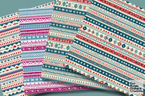 Colorful Scandinavian Fair Isle Crochet Digital Pattern Fine Purple Elephant Creations 