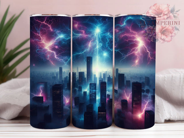 Colorful Scary Thunder Tumbler, Colorful Lightning Wrap, Flip Top Cup, Artistic Sublimation Design, Storm Gift Tumbler, Sweet Thunder Wrap, Adorable Colorful Cup Sublimation Li Zamperini 