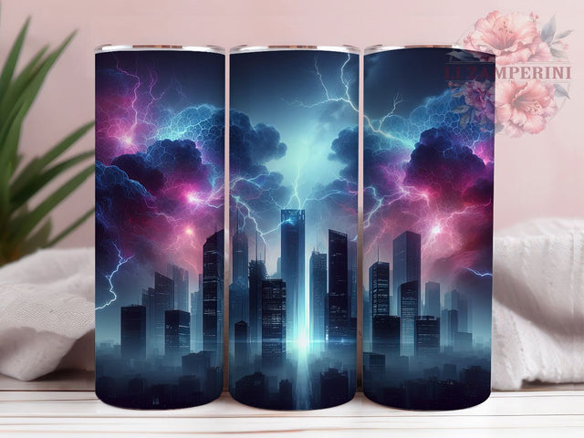 Colorful Scary Thunder Tumbler, Colorful Lightning Wrap, Flip Top Cup, Artistic Sublimation Design, Storm Gift Tumbler, Sweet Thunder Wrap, Adorable Colorful Cup Sublimation Li Zamperini 