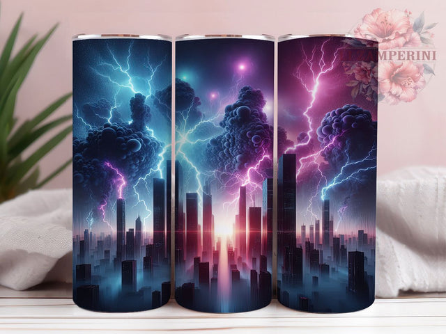 Colorful Scary Thunder Tumbler, Colorful Lightning Wrap, Flip Top Cup, Artistic Sublimation Design, Storm Gift Tumbler, Sweet Thunder Wrap, Adorable Colorful Cup Sublimation Li Zamperini 