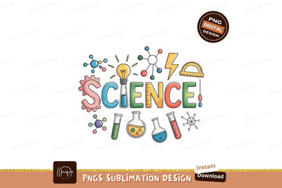 Colorful science symbols and text education learning Sublimation Designangry 