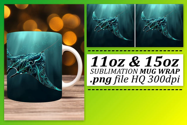 Colorful Sea Adventure Mug Wrap, Tranquil Watercolor Fish Design Sublimation afrosvg 