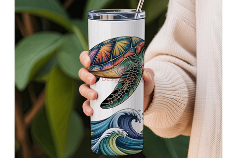 Colorful Sea Turtle 20oz Tumbler Wrap Sublimation DesignSVG 